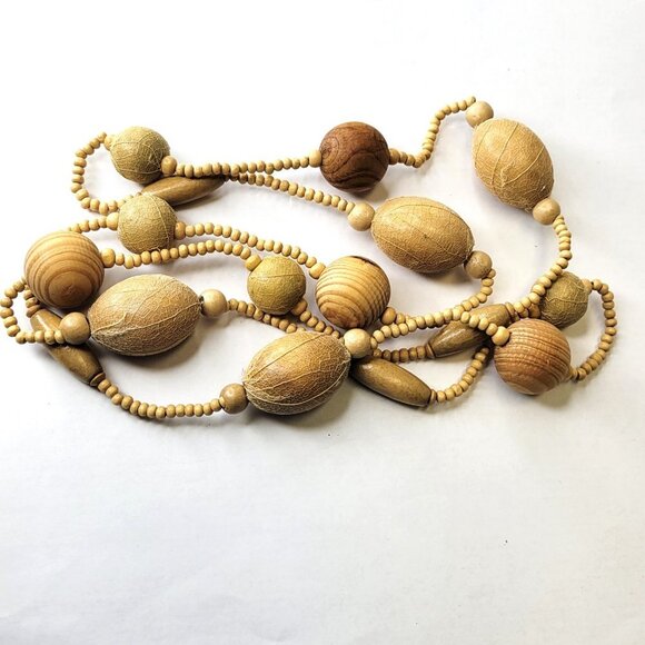 Earthtone Beaded Leaf Applique Long Necklace - Picture 11 of 11